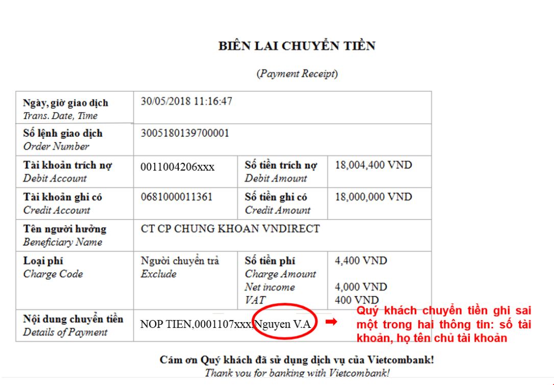 Hướng dẫn tra soát khi nộp tiền vào tài khoản giao dịch tại VNDIRECT VNDIRECT Support Center