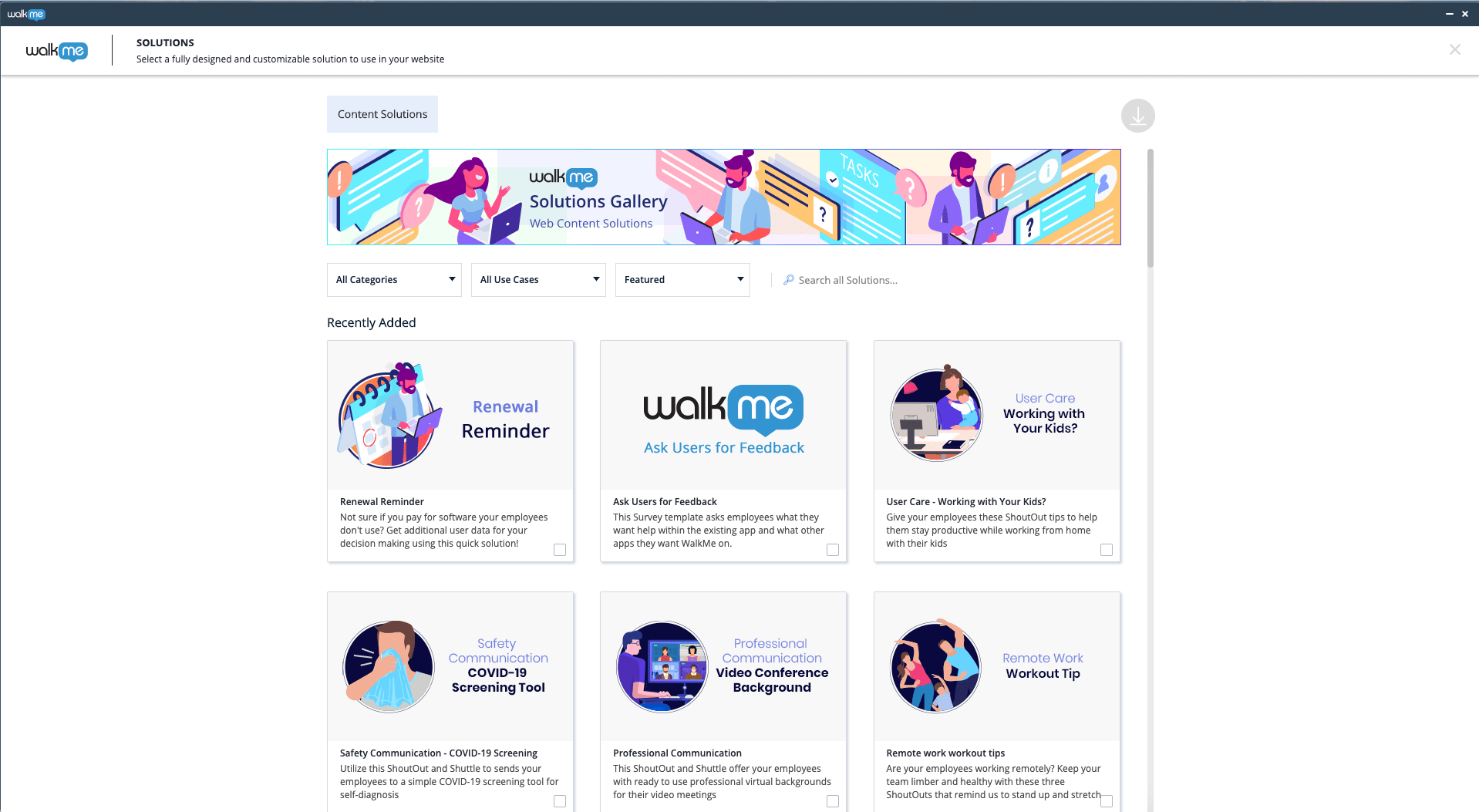 About WalkMe Solutions Gallery WalkMe Help Center