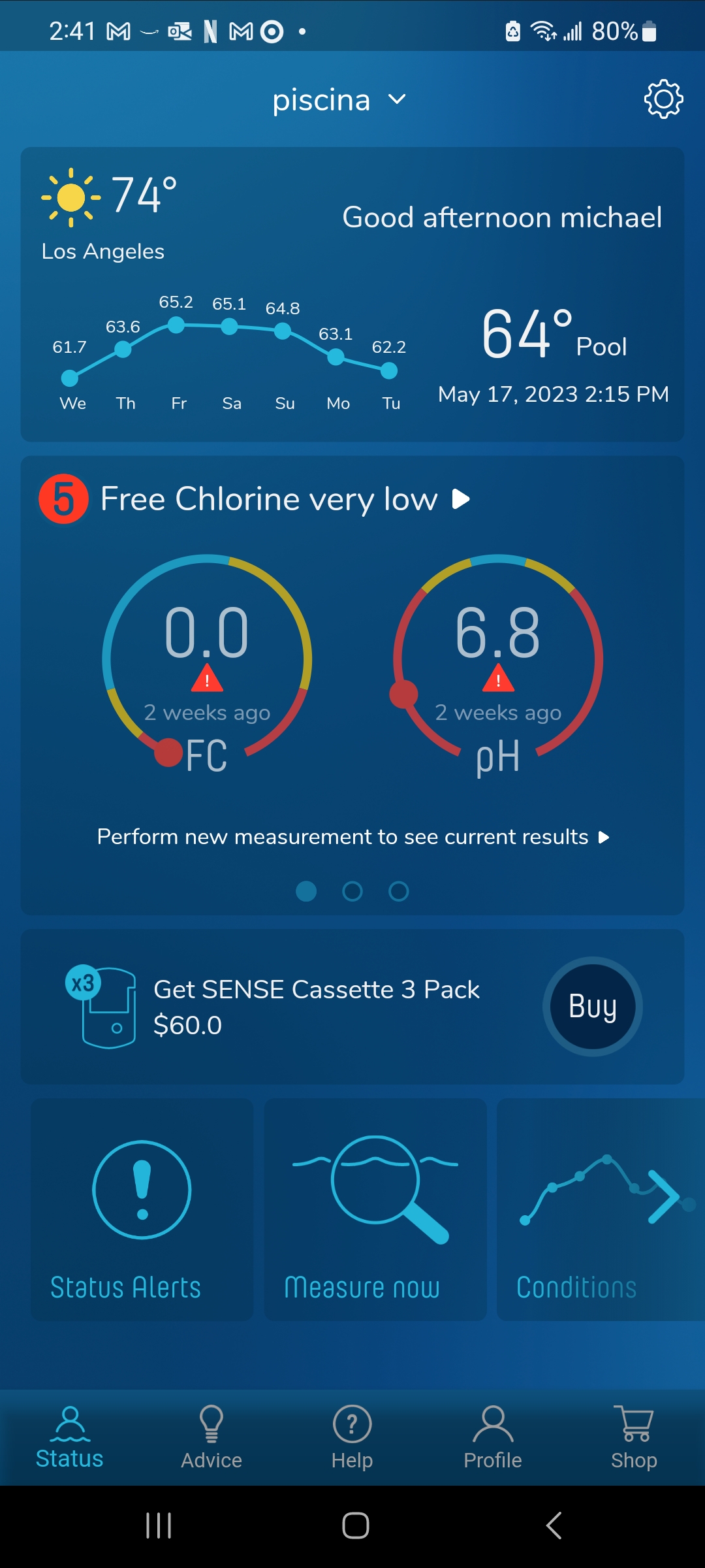 Where can I find the WiFi Signal Strength of my WaterGuru SENSE