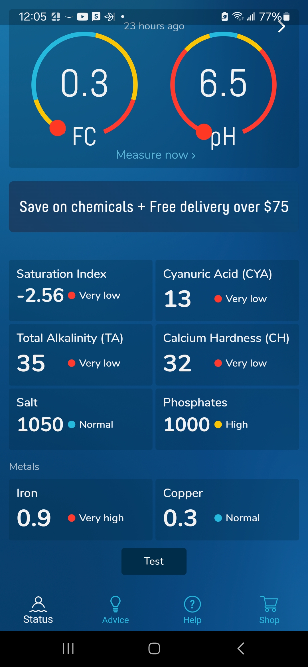 Does the WaterGuru SENSE measure Salt, Phosphates, Copper (CU) and Iron