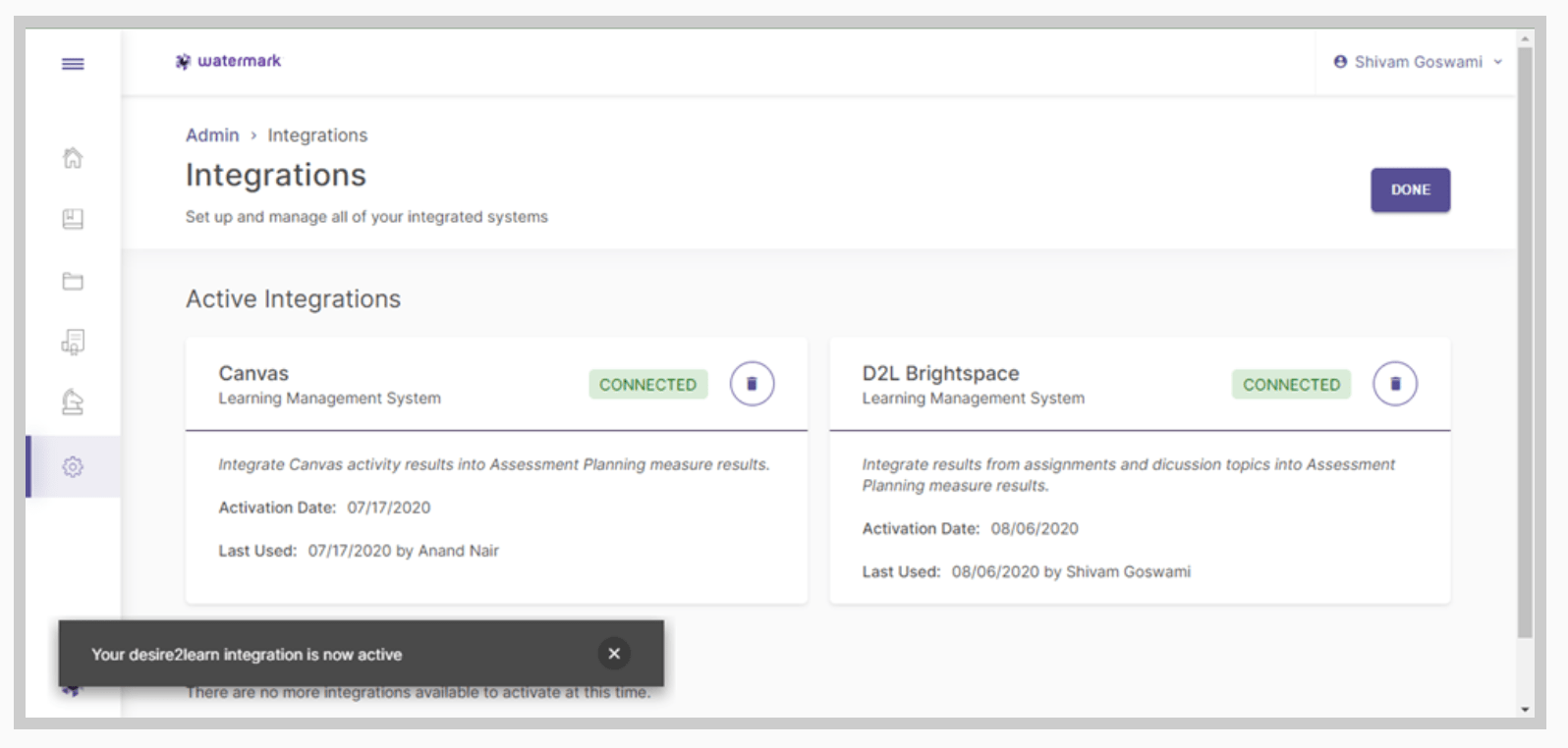 Brightspace (D2L) Integration Watermark