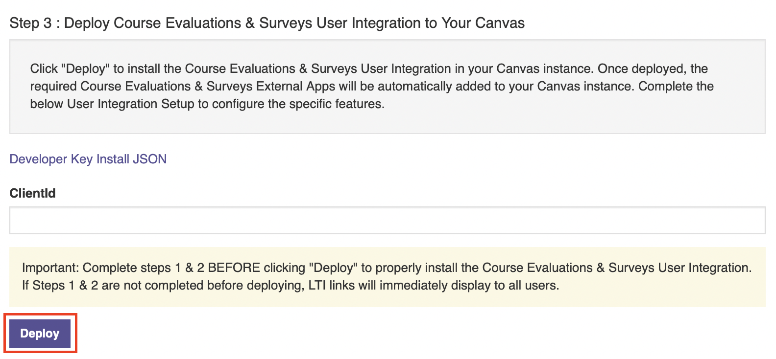 Canvas User Integration Setup Course Evaluations & Surveys Watermark