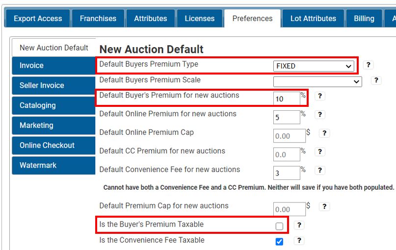 Buyer's Premiums Wavebid