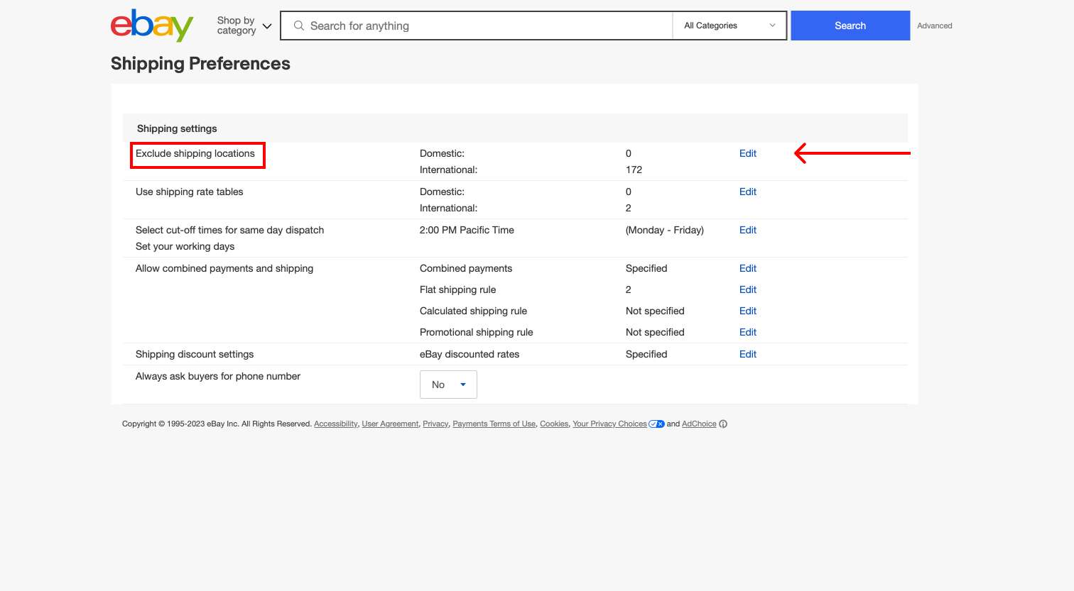 How to set shipping exclusions on eBay interpret Help Center