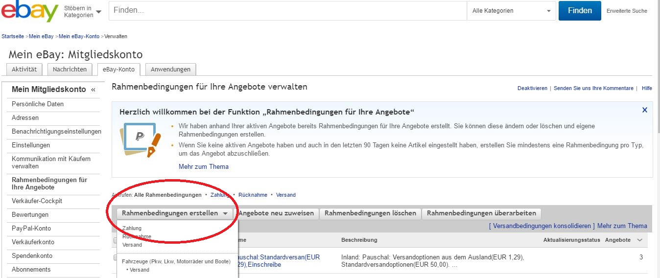 eBay setzt seine Rahmenbedingungen für Angebote durch [NEU