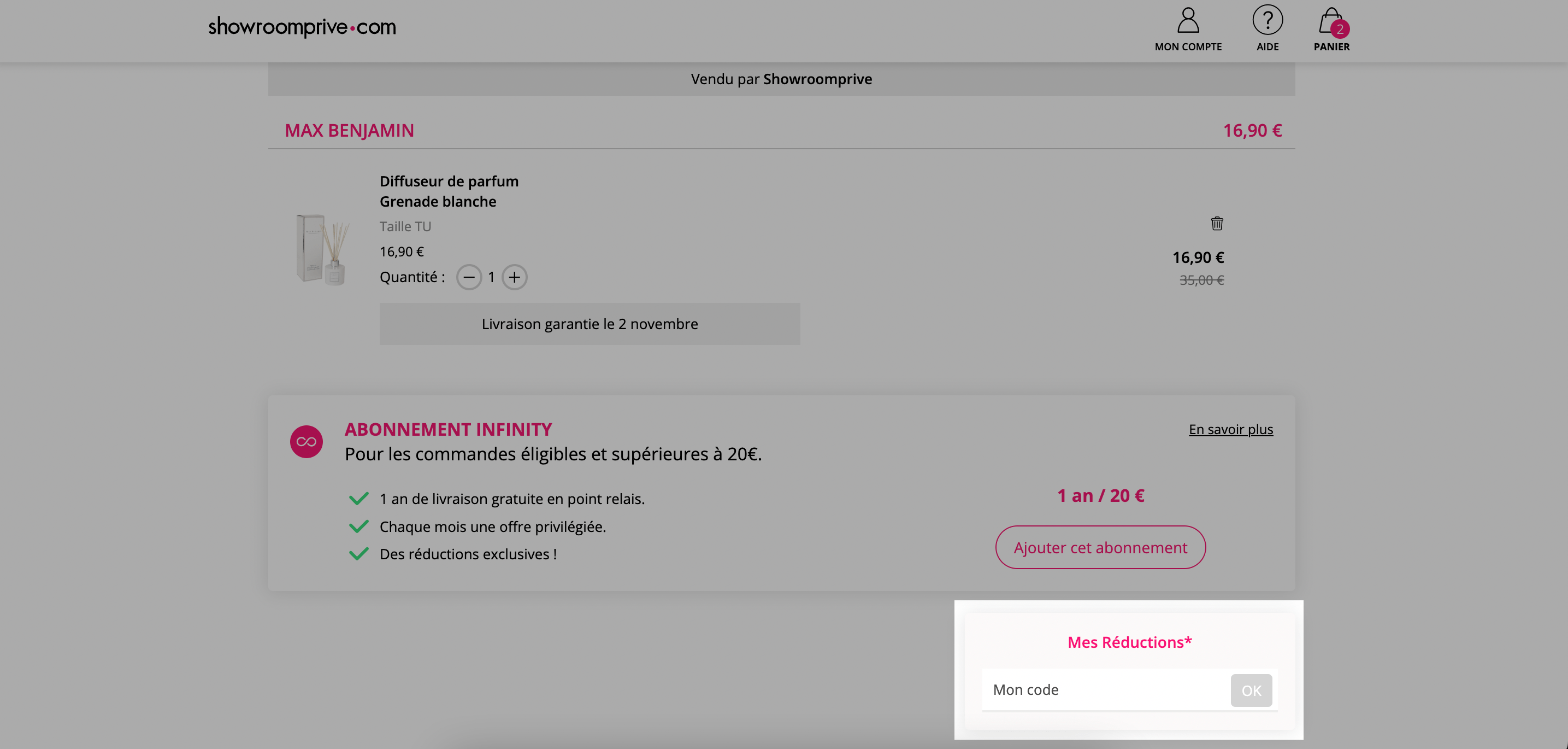 Utiliser votre code Showroomprivé sur Centre d'Aide