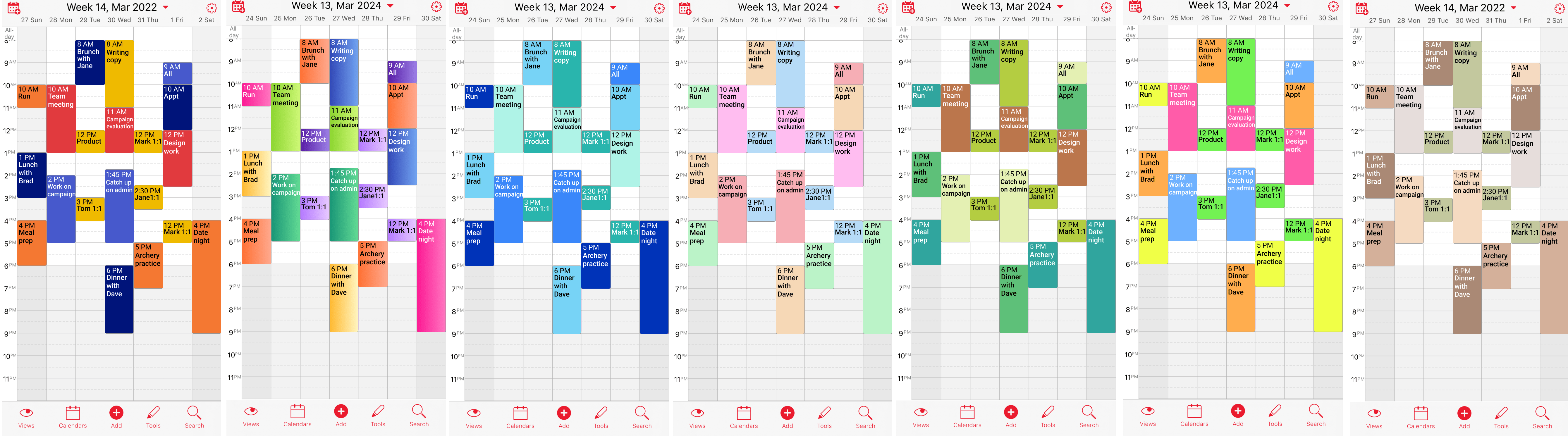 WeekCal Applying an entire Color Palette to your Calendar Week Calendar