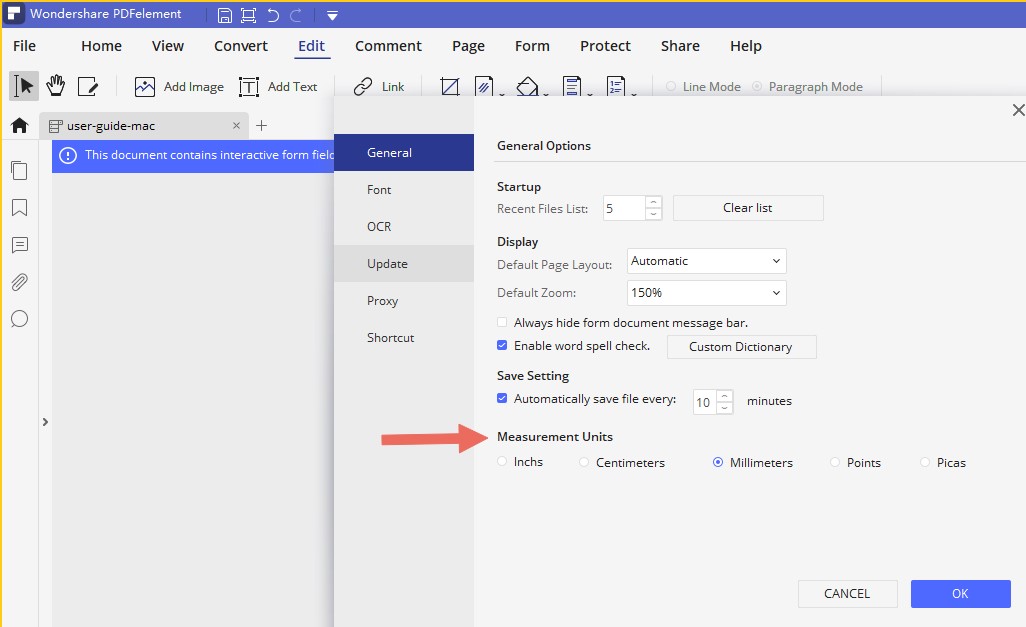 How to change Measurement Units in PDFelement?