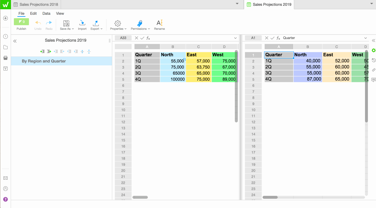 View multiple spreadsheets Support Center
