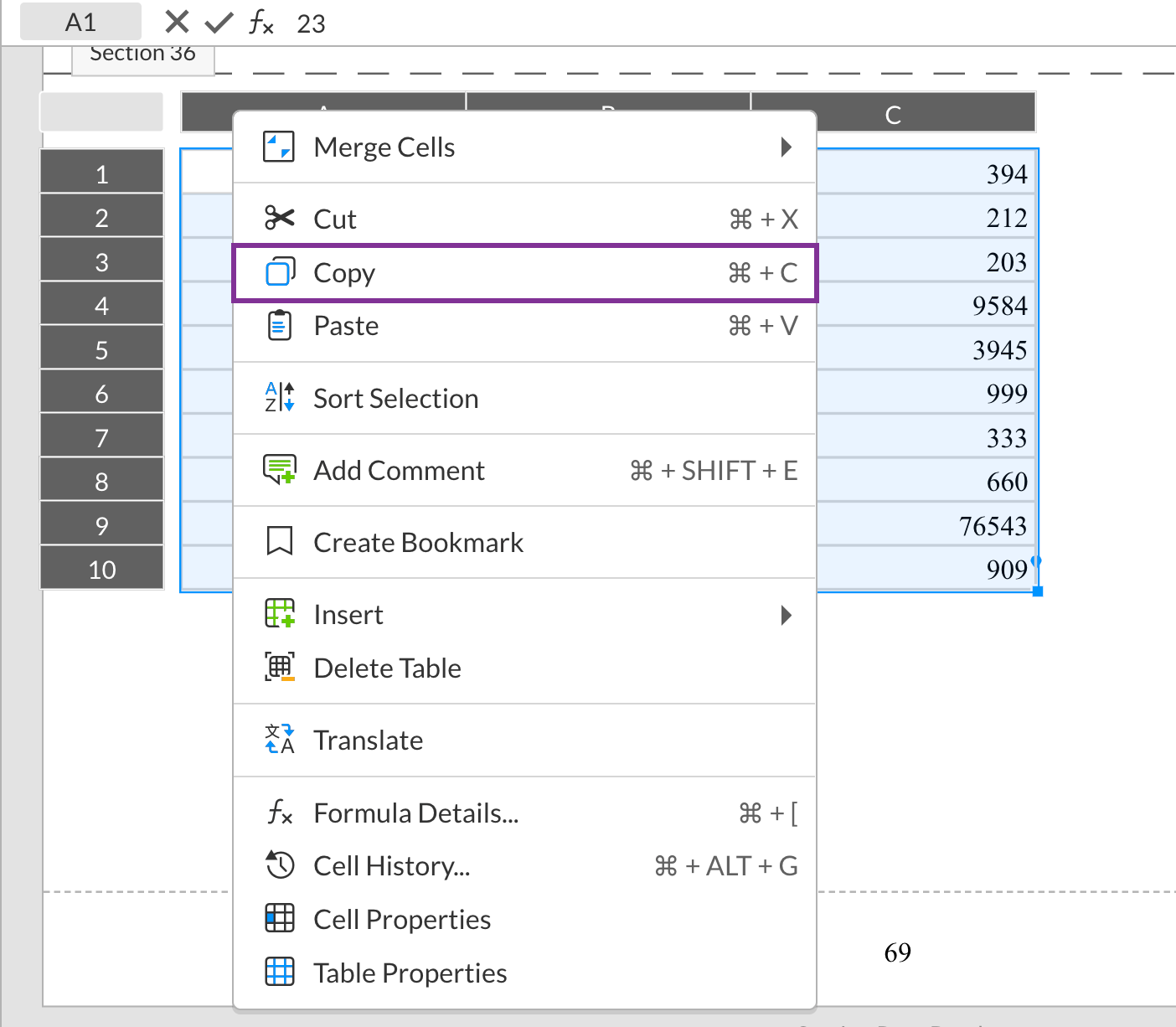 Create a table Support Center
