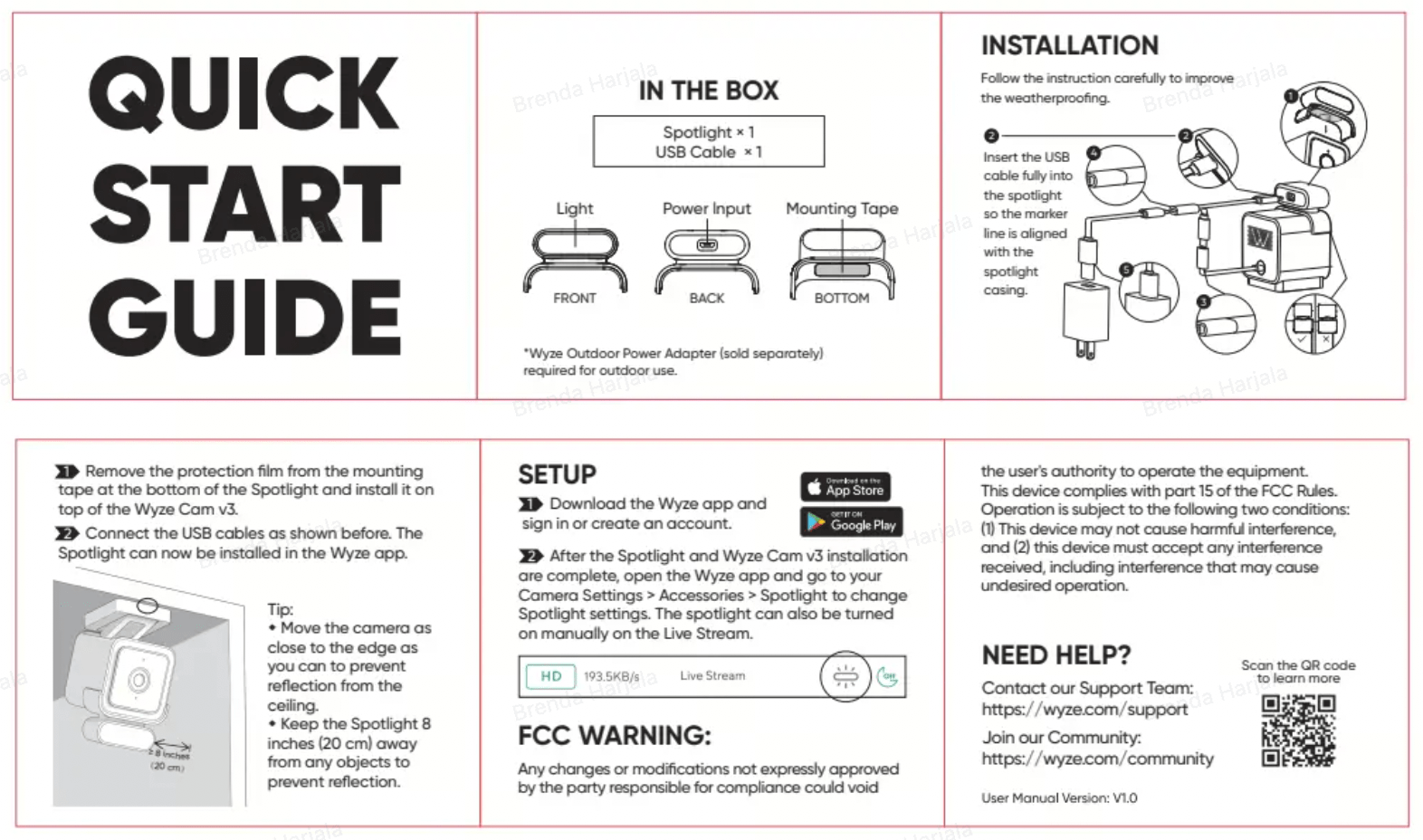 Wyze Cam Spotlight Quick Start Guide Wyze