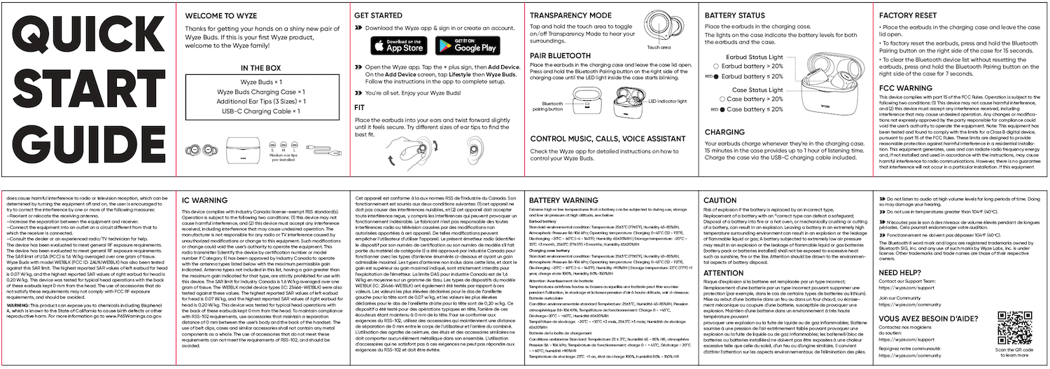 Wyze Buds Quick Start Guide Wyze