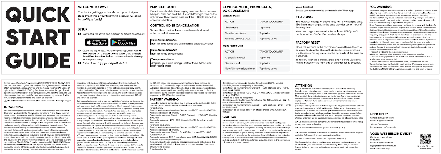 Wyze Buds Pro Quick Start Guide Wyze