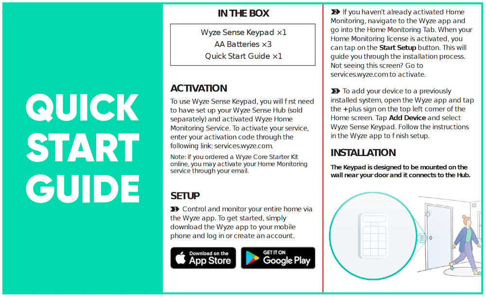 Wyze Sense Keypad Quick Start Guide Wyze