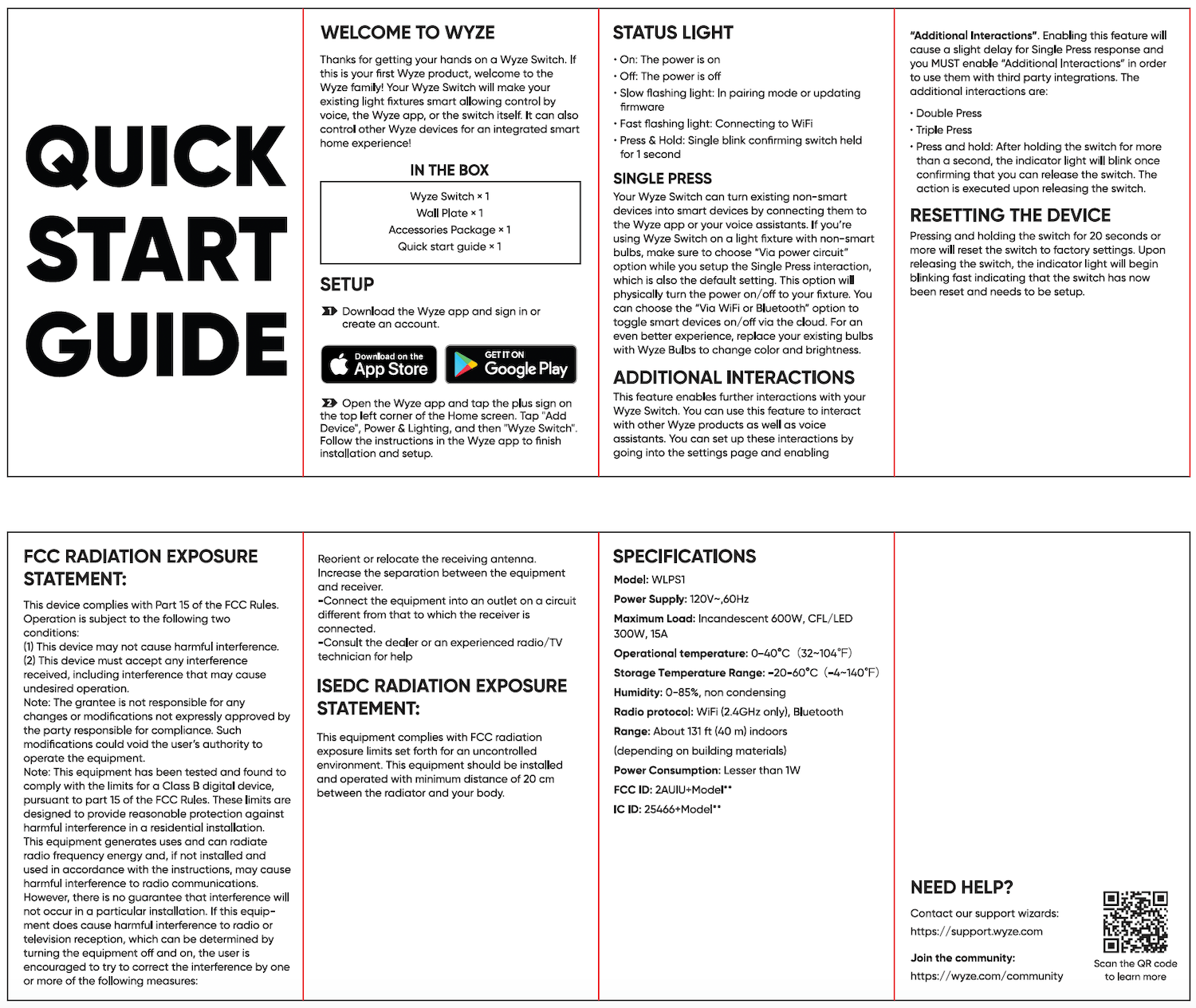Wyze Switch Quick Start Guide Wyze