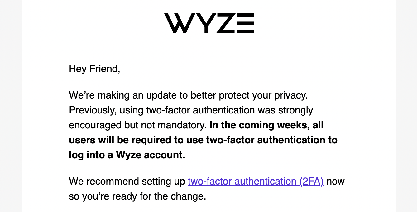2FA Updates and FAQs Wyze