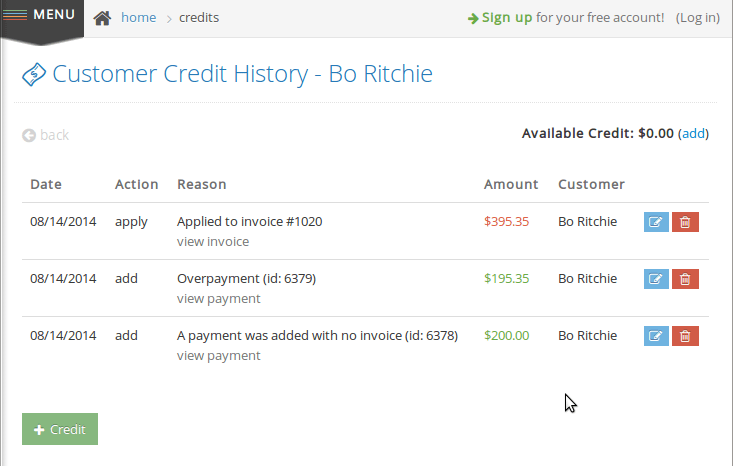 FAQ I want to see the available credit and credit history of a