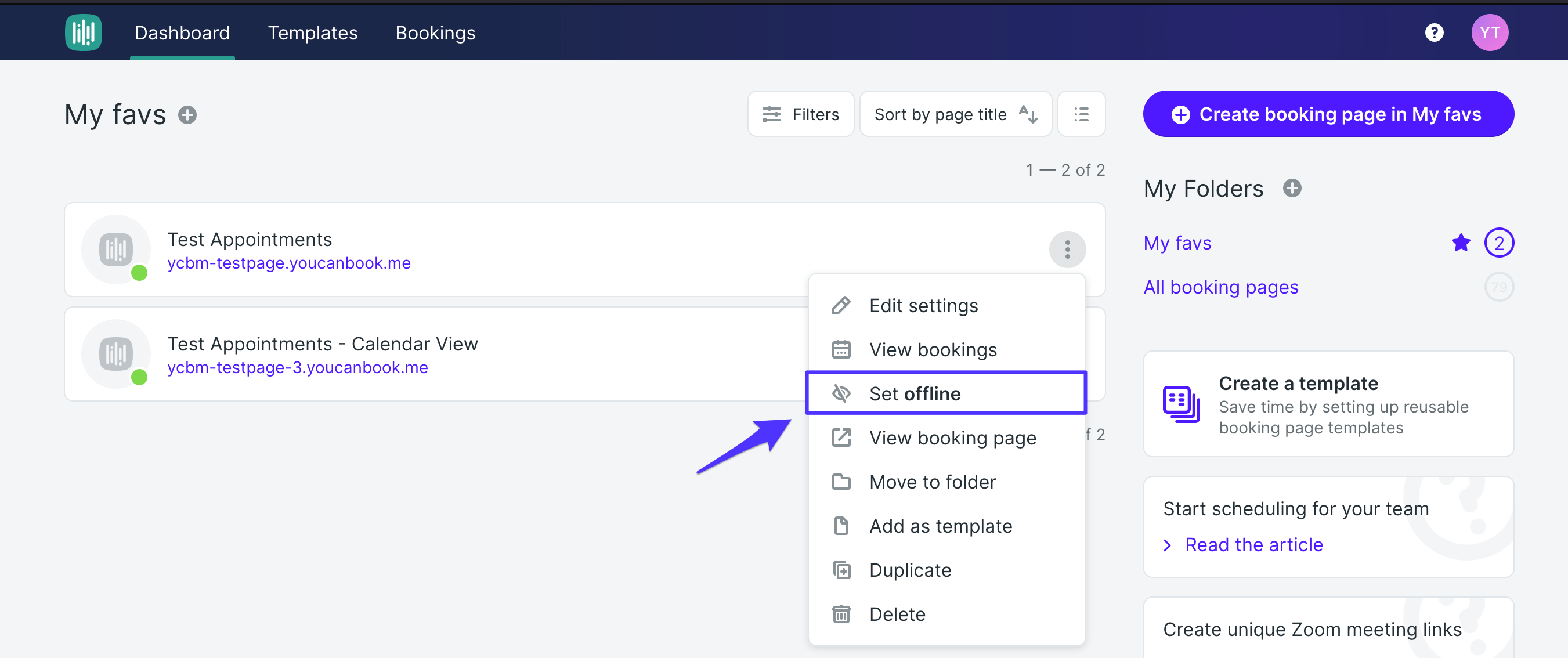 Remove calendars from your subscription YouCanBookMe