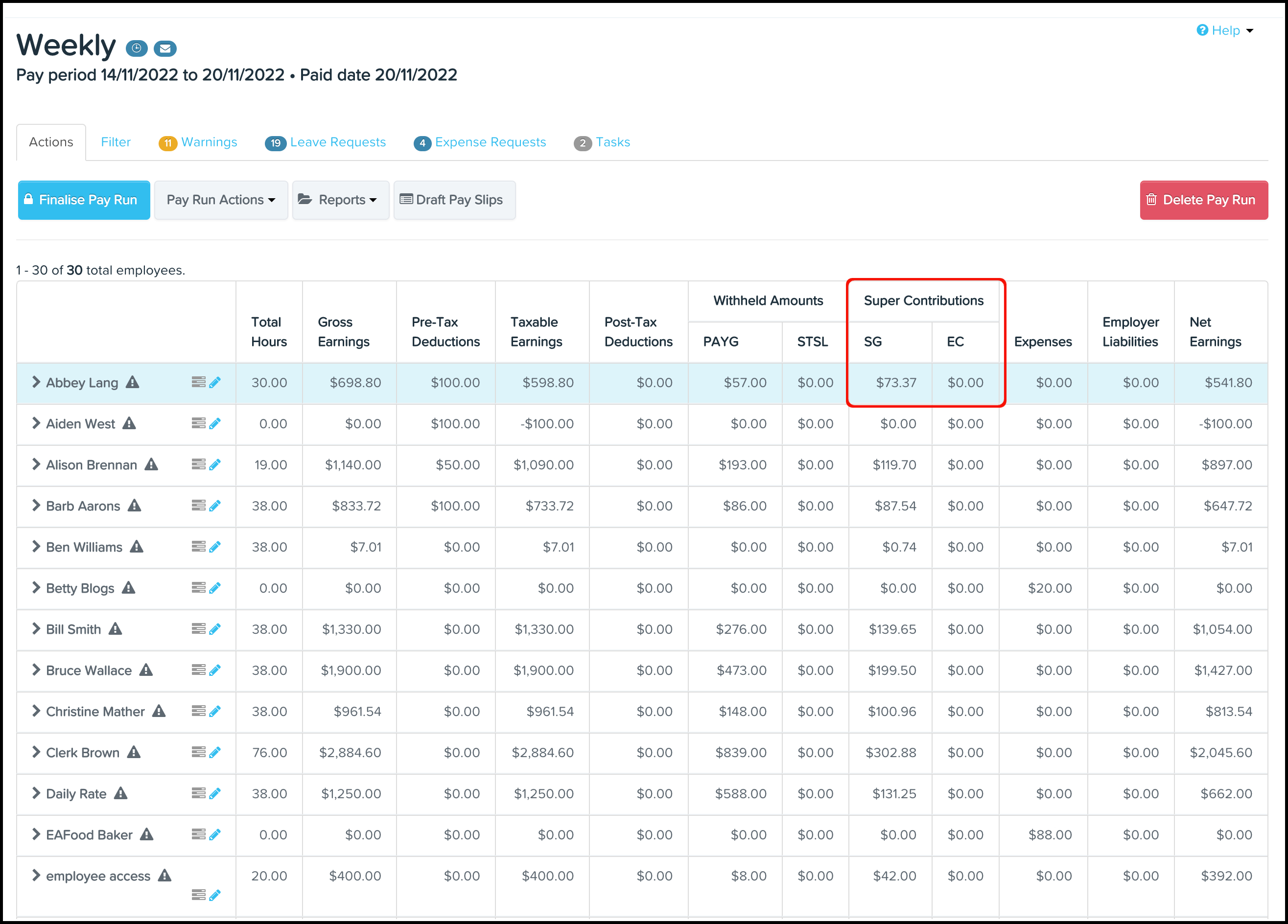 Superannuation Employer Contributions Your Payroll (AU)