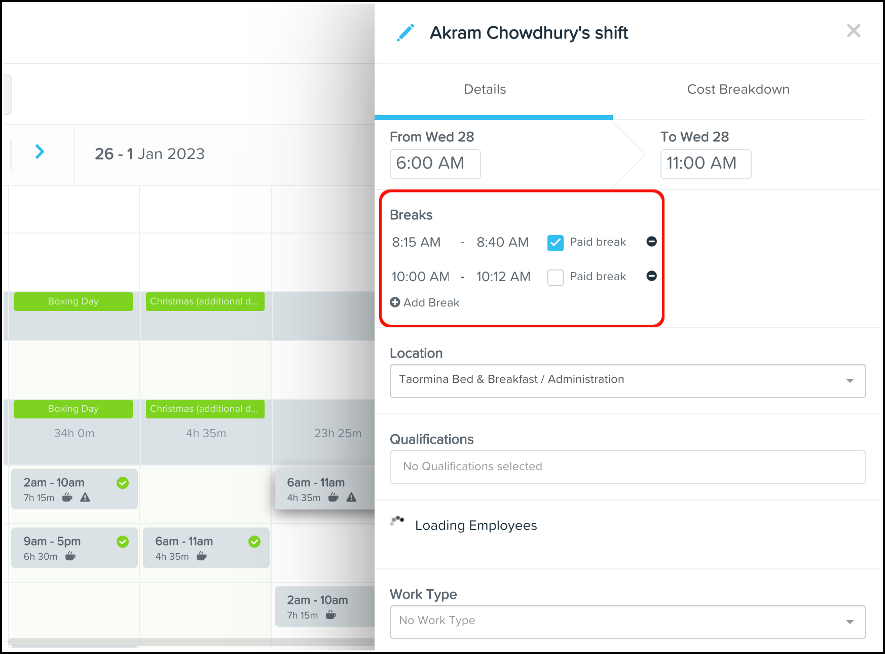Paid and unpaid breaks Your Payroll (AU)