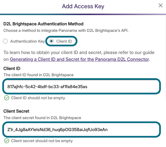 Integrating Panorama with D2L Brightspace Using Your Client ID and