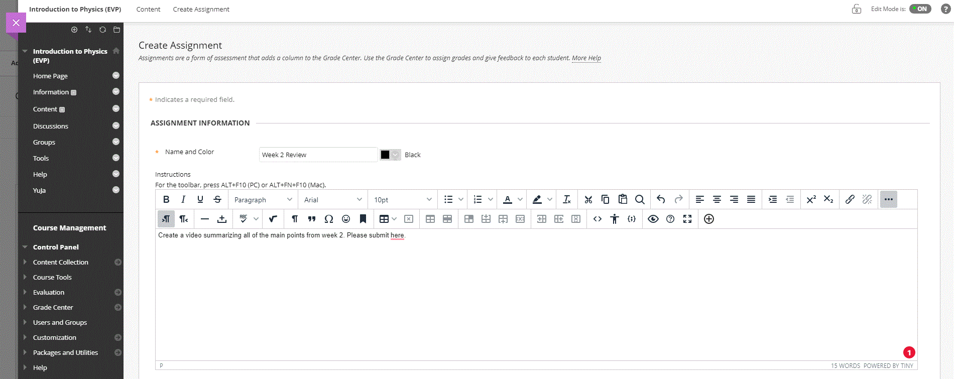 Adding a Video to a Blackboard Assignment Submission YuJa Help Center