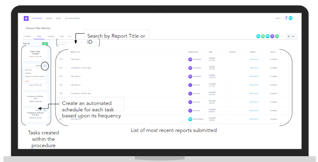 What is the difference between tasks and training workflows? Zaptic