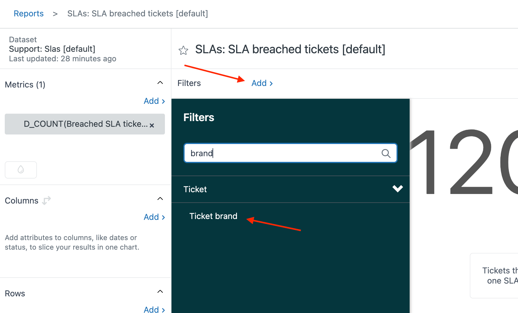 Can I filter a report by one of my brands? Zendesk help