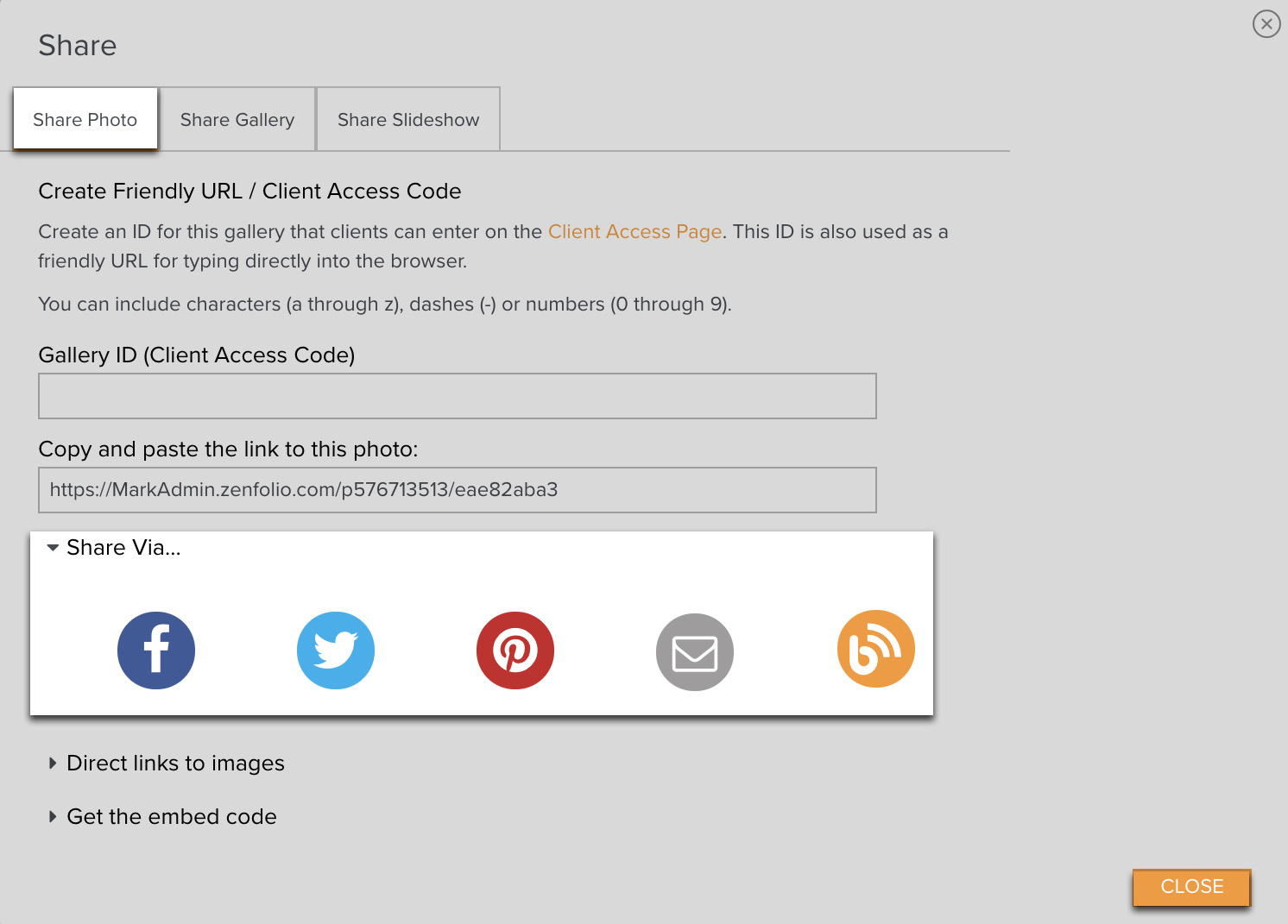 Sharing and Embedding Photos and How to find the URL of a Photo Zenfolio