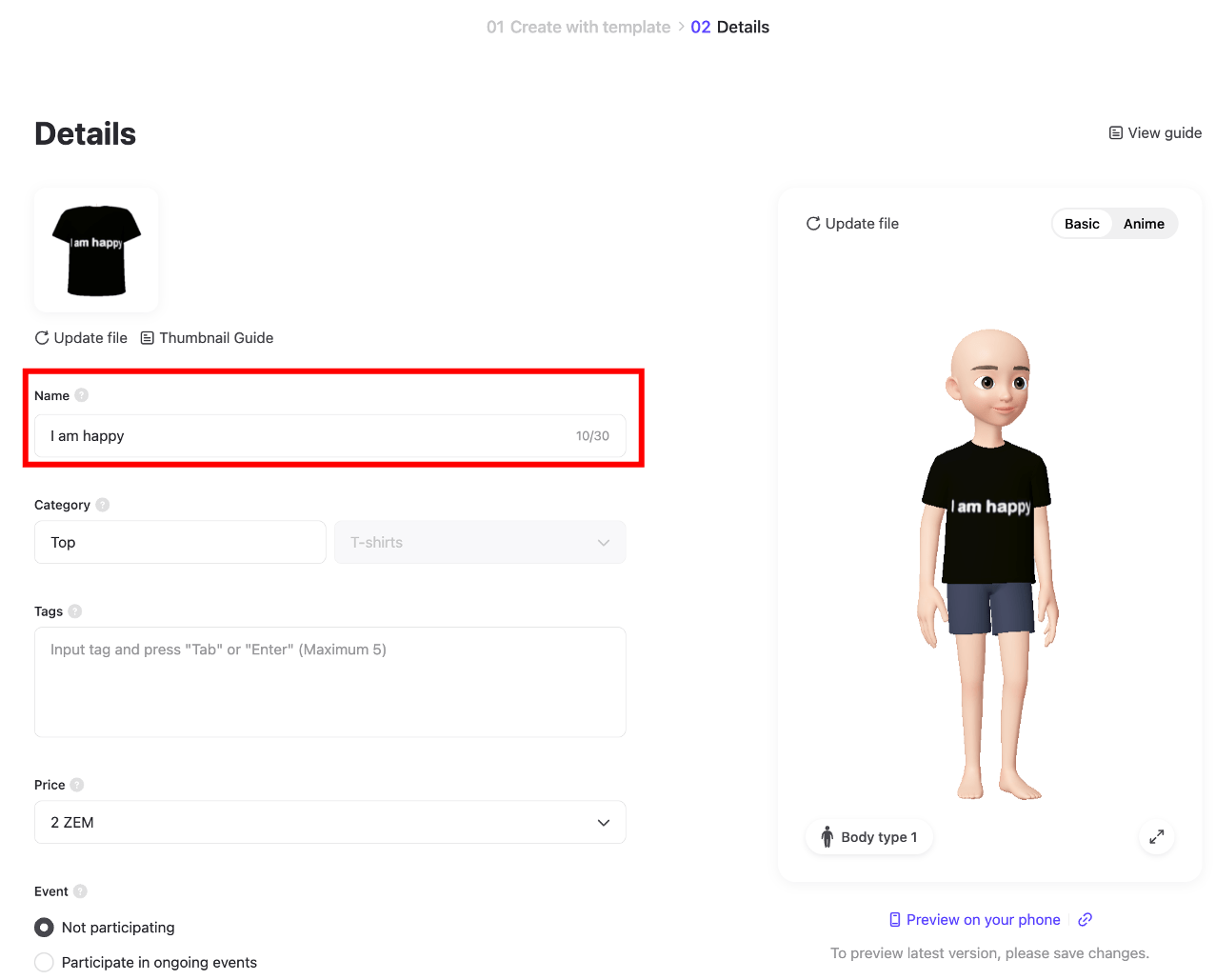 [Studio Item] I would like to sell items with text. ZEPETO