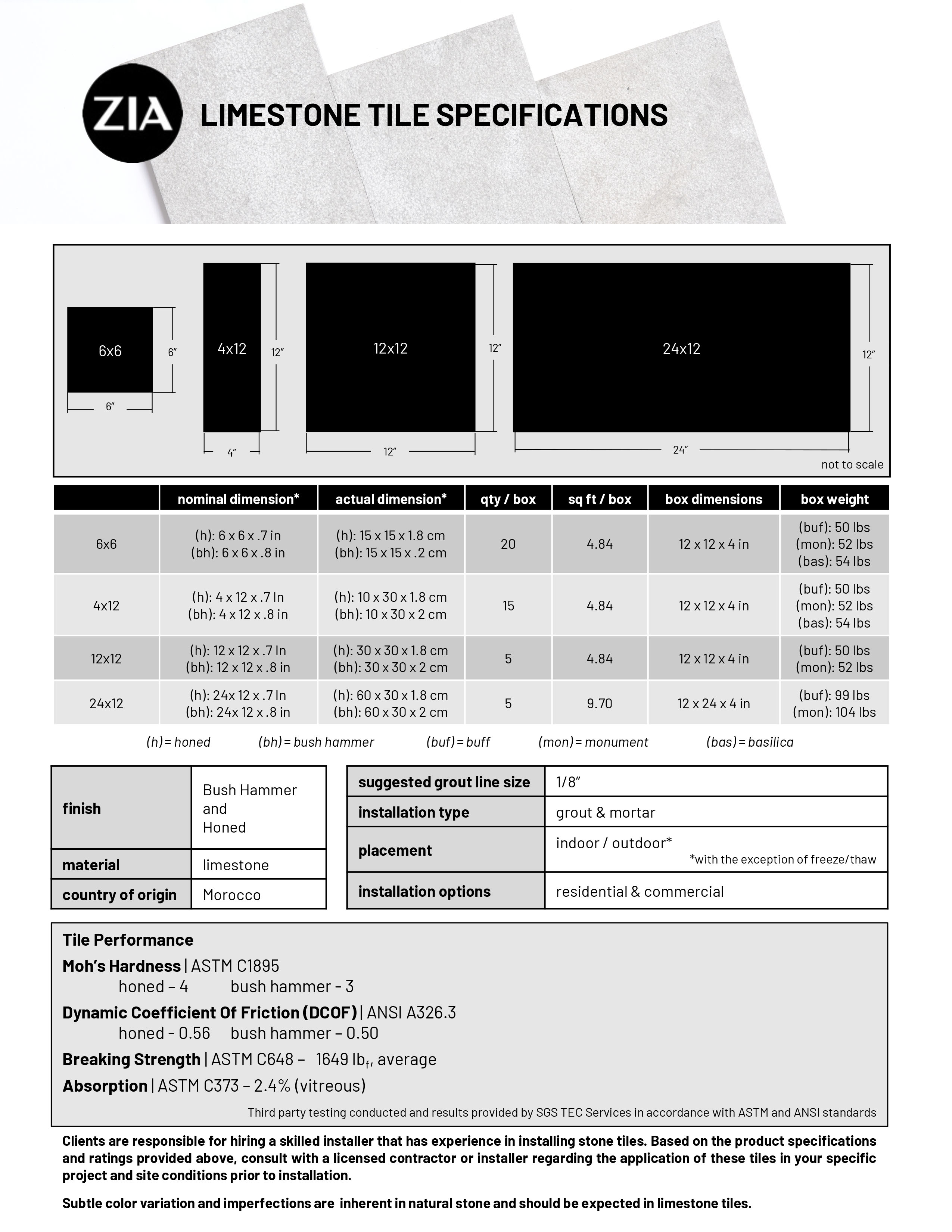 Limestone Spec Sheet Zia Tile
