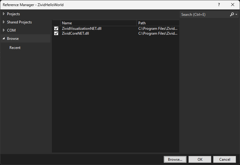 Build a C “Zivid Hello World” Application in Visual Studio on Windows