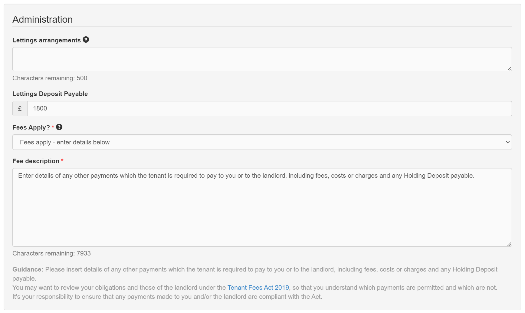 Publishing fees and scheme information compliance on Zoopla Zoopla