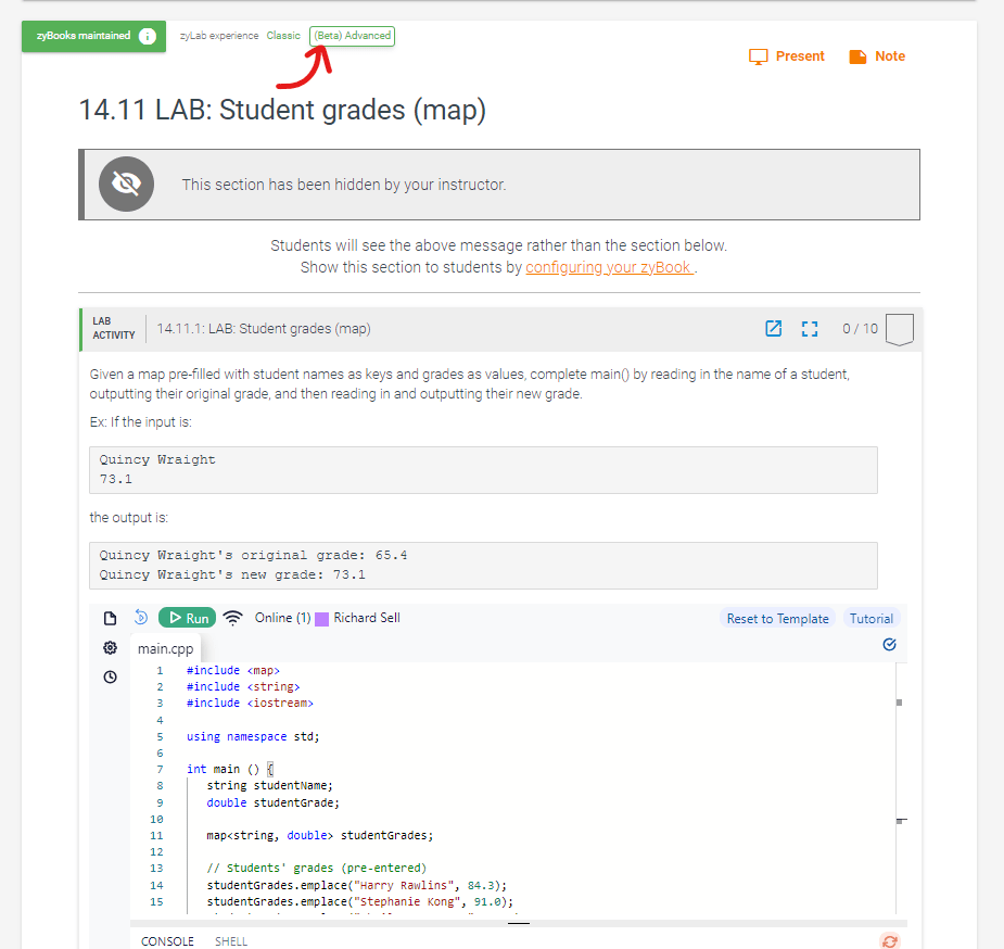 Switching Classic zyLabs to Advanced zyLabs zyBooks Help center