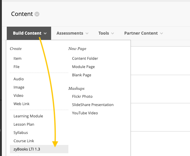 Blackboard How to link a zyBook assignment/section/TOC to an LMS zyBooks Help center