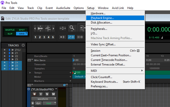 What to do when the Zylia ZM-1 is selected, but grayed out in Pro Tools