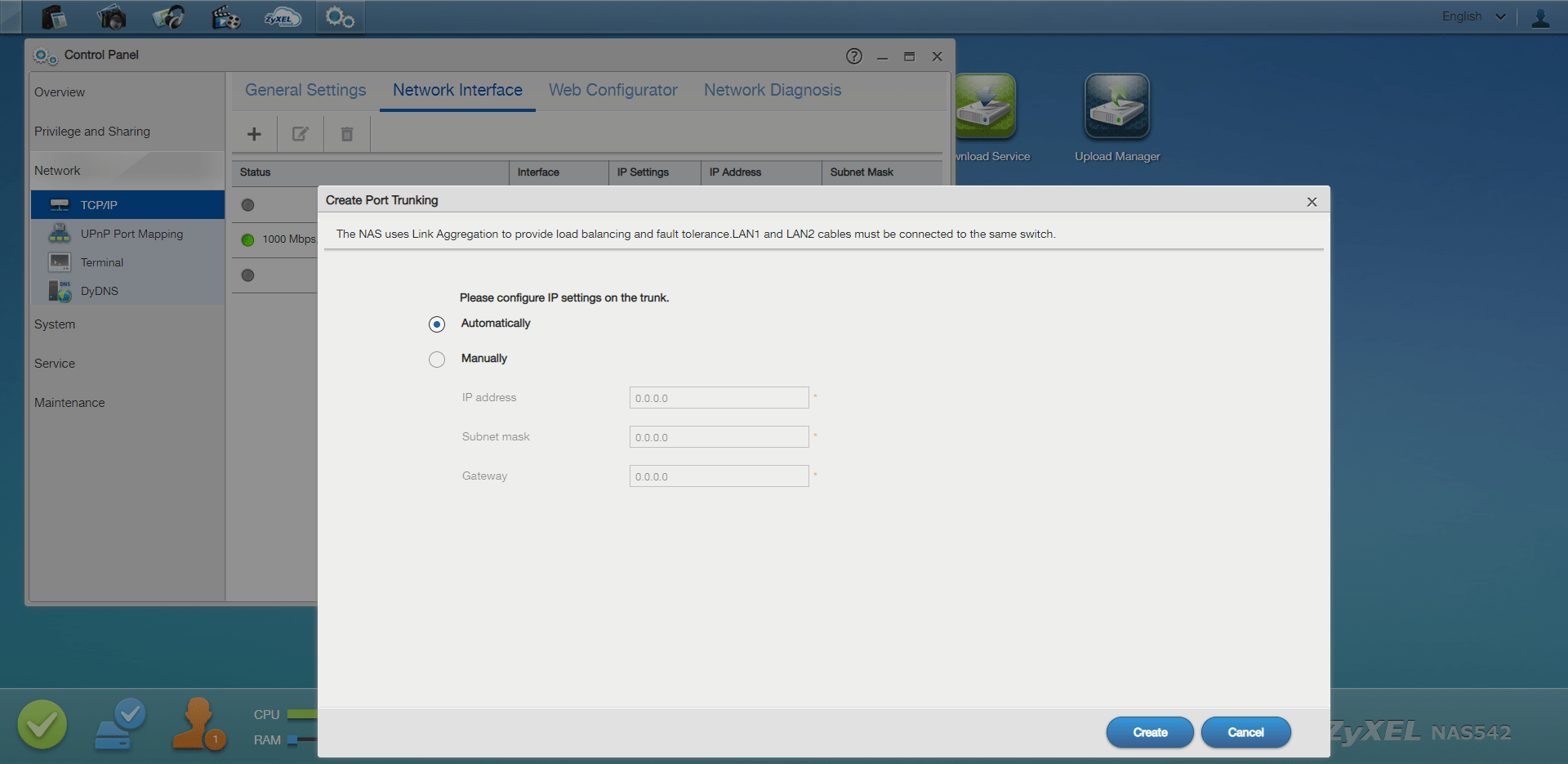 Zyxel NetworkAttached Storage [NAS] Configuring Link Aggregation / Port Trunking on Zyxel NAS