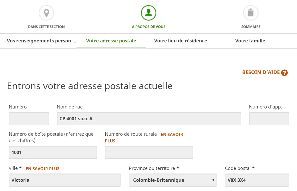 À propos de votre adresse postale