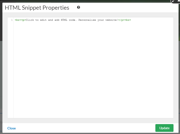 Adding HTML snippets Online Help