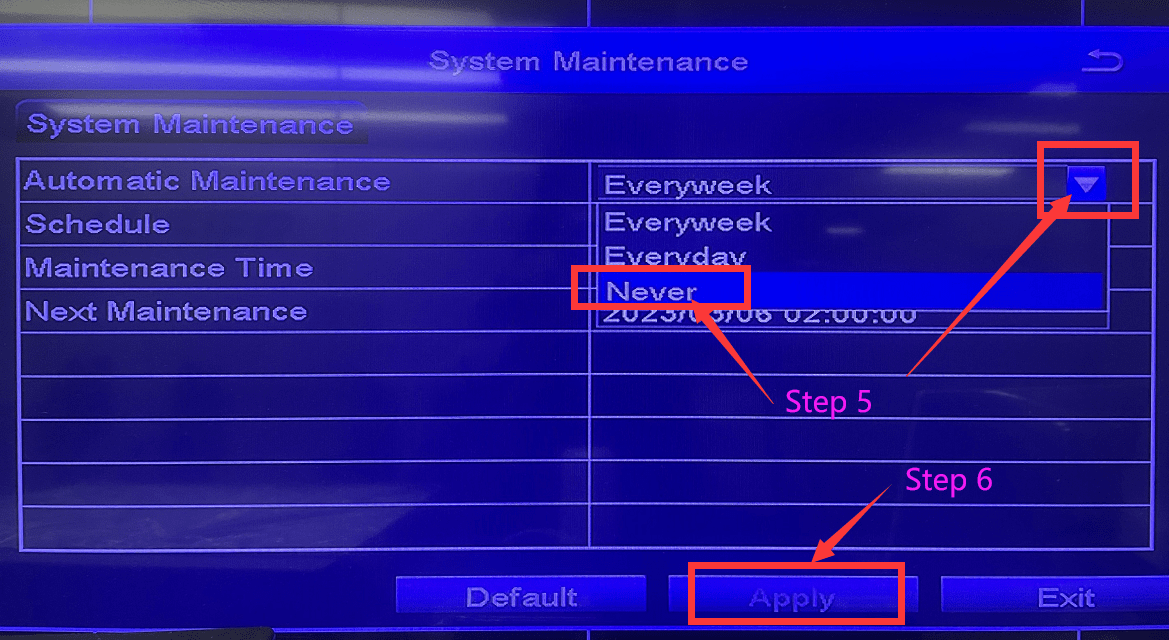 How to Turn off the Automatic Maintenance on the Zosi ZR08DN/ZR16DK