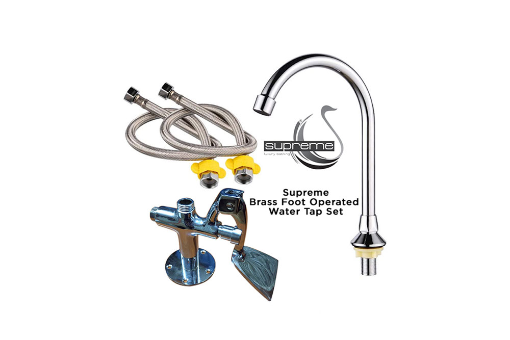 Foot Operated Valve With Basin Spout Set Supreme Bath Fittings