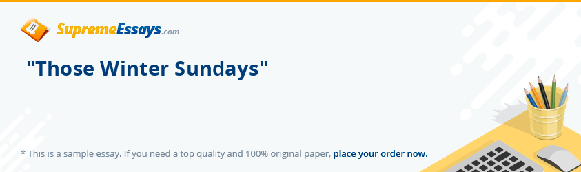 Read «"Those Winter Sundays"» Essay Sample for Free at