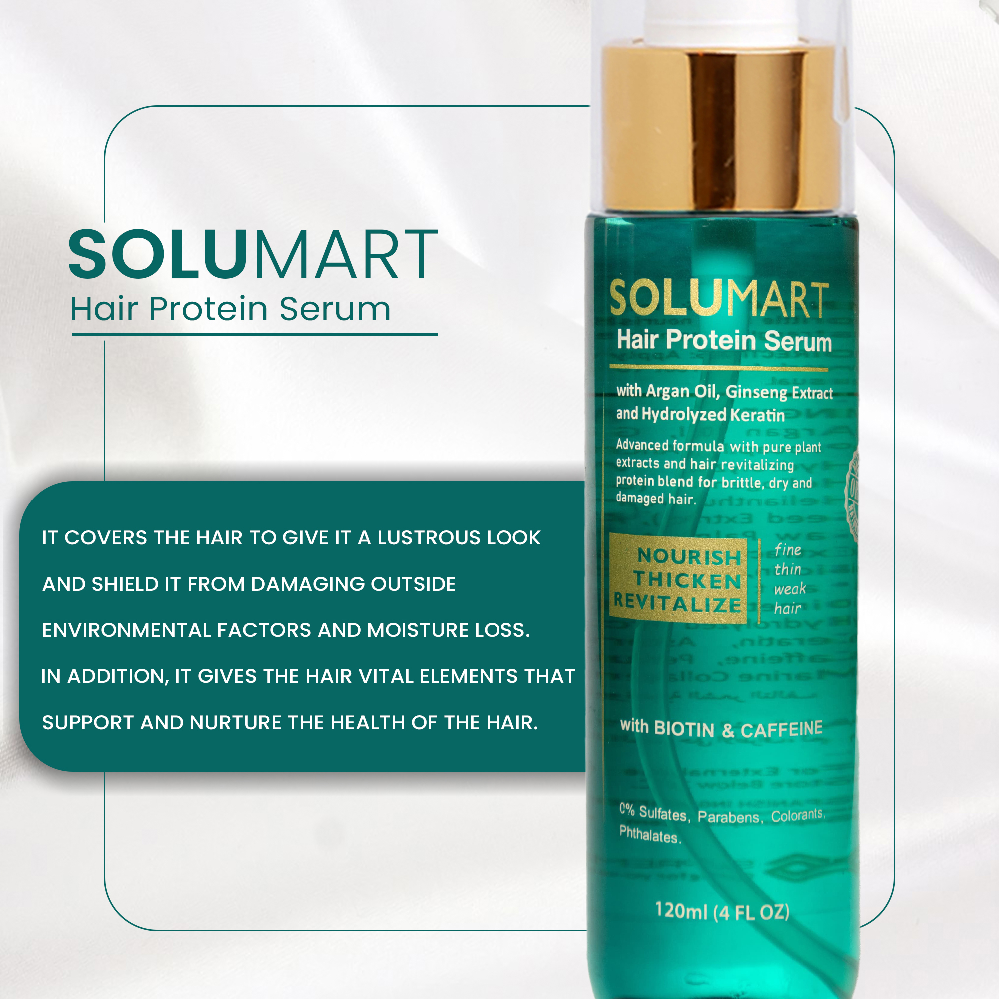 Solumart hair serum for dry, brittle hair, and split ends protector