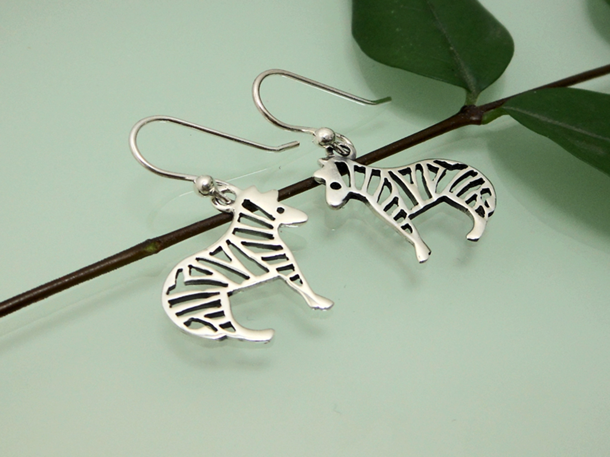 Sup Silver Zebra Drop Earrings, Handmade Safari Jewelry, Gifts For Her