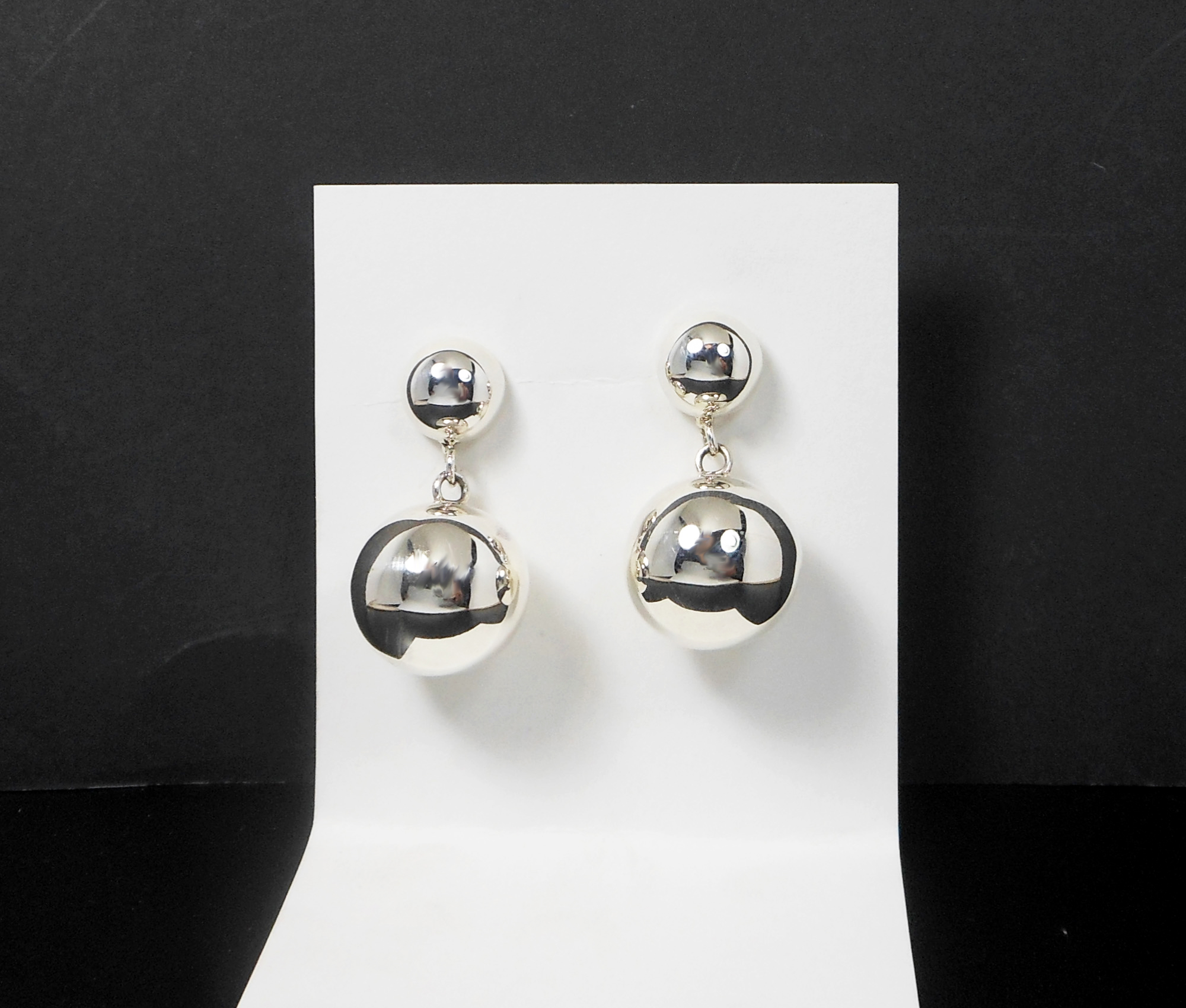 Ball Charm Drop Stud Earrings, Chunky Earrings Sup Silver Sup Silver