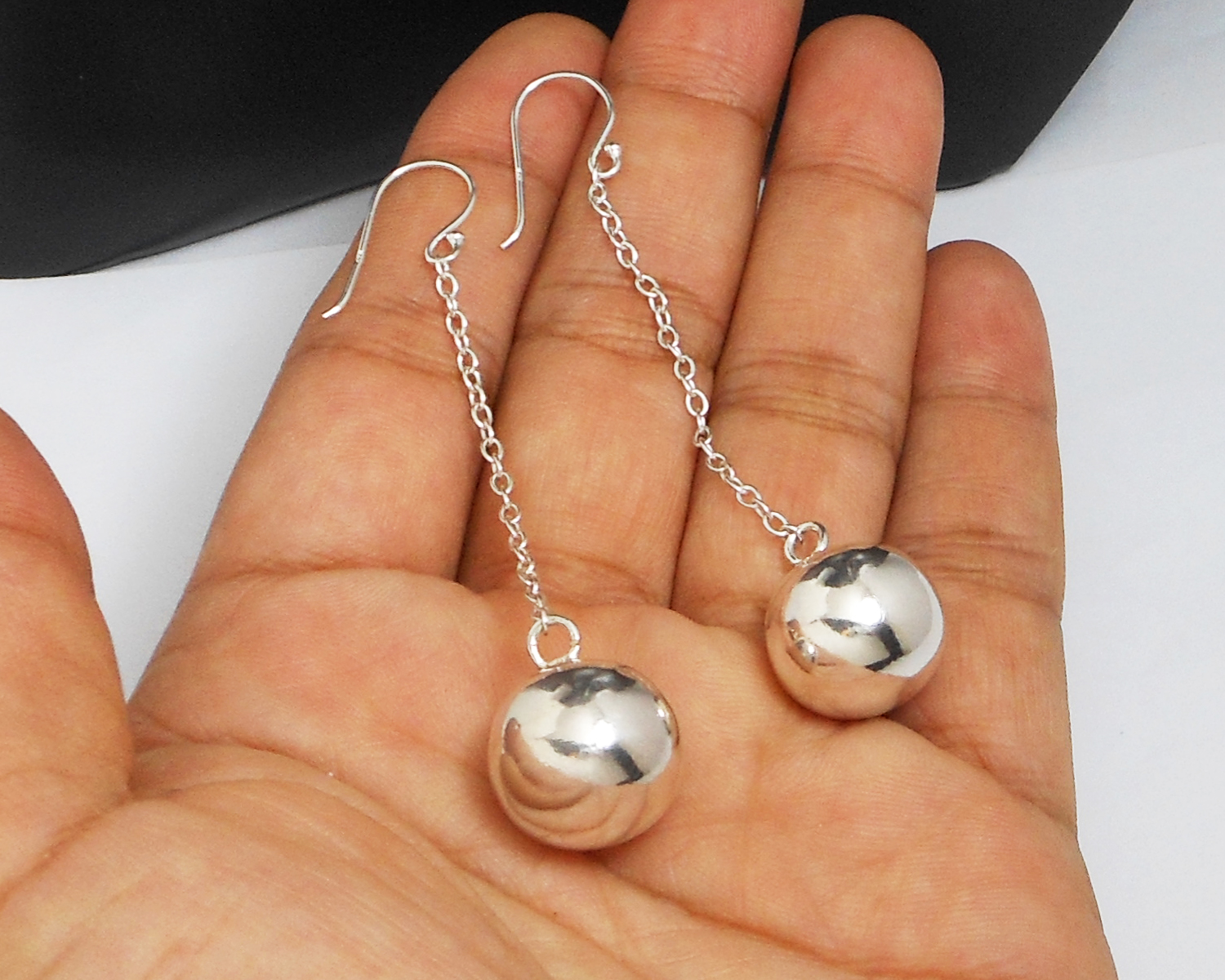 Silver Drop Ball Earrings, 14mm Ball Earrings Sup Silver Sup Silver