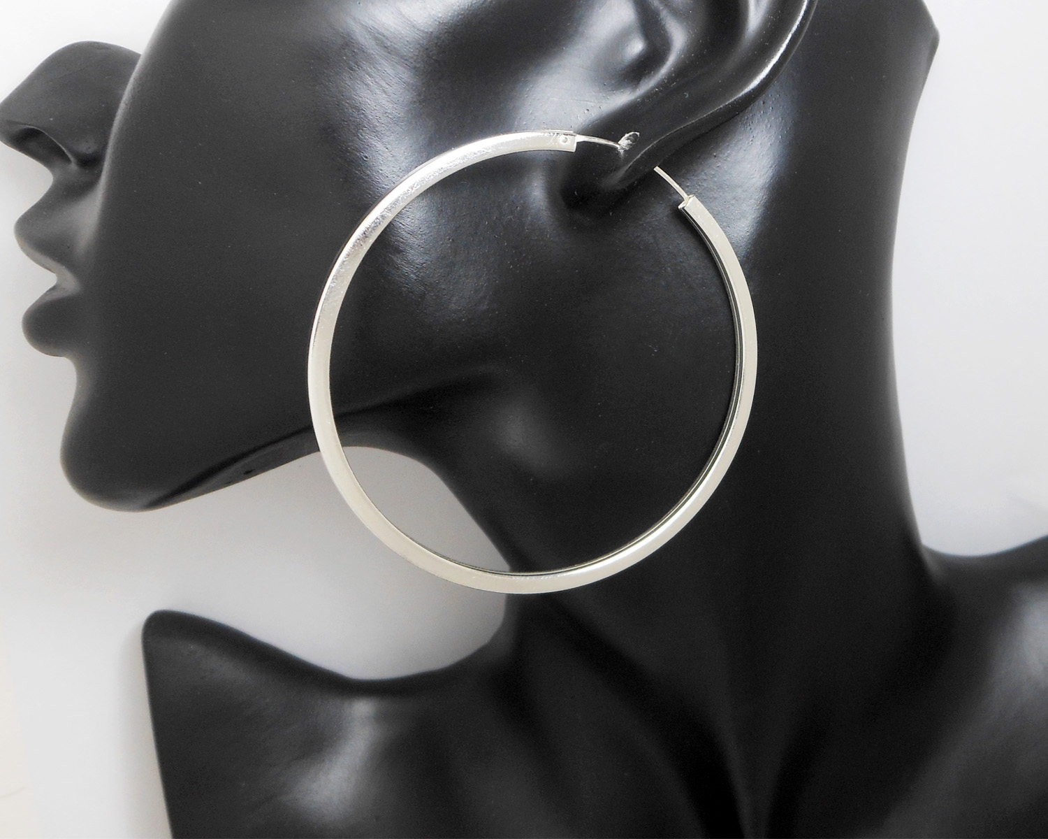 Endless Hoop Earrings In Sterling Silver, 65mm Sup Silver Sup Silver