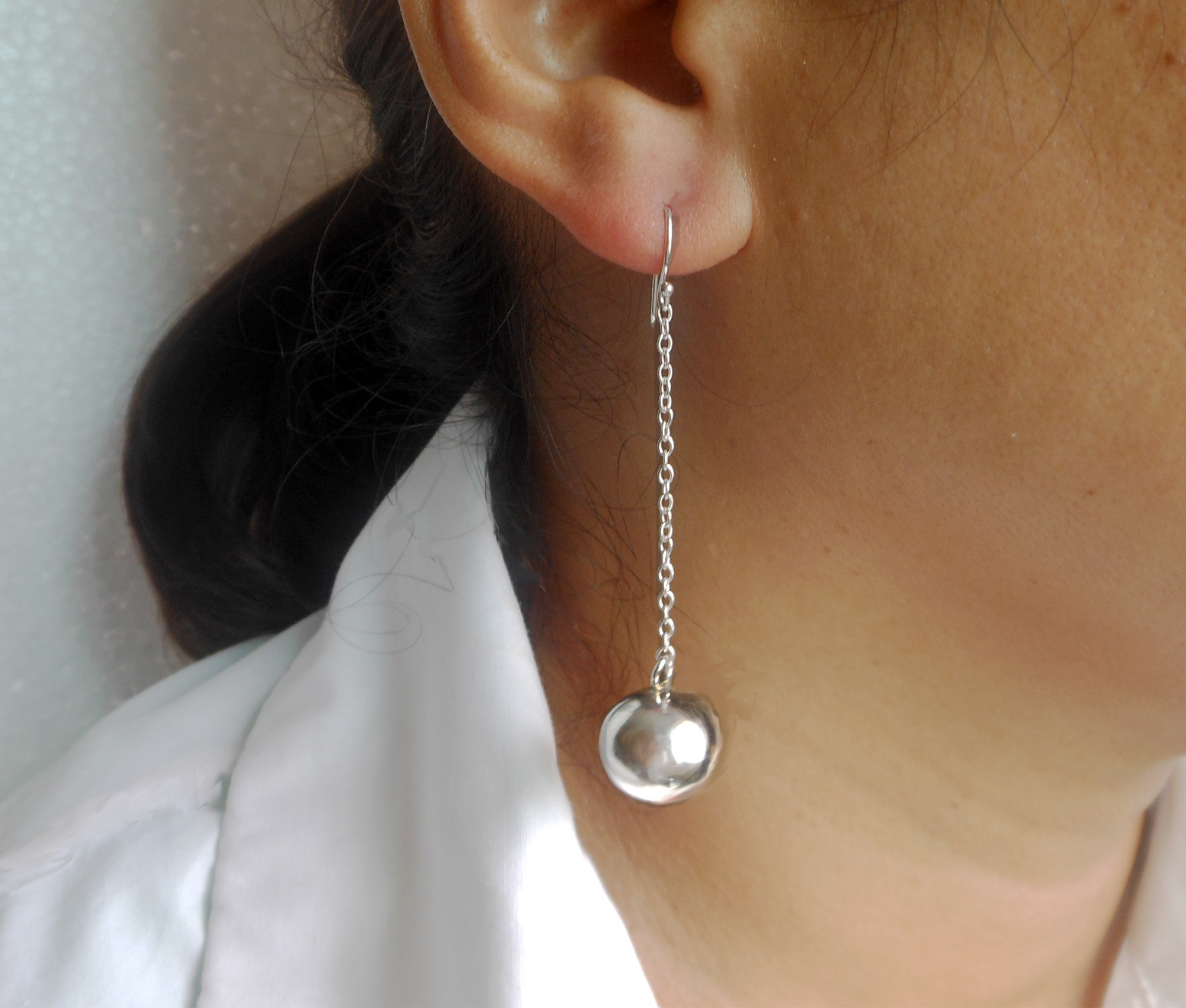 Silver Drop Ball Earrings, 14mm Ball Earrings Sup Silver Sup Silver