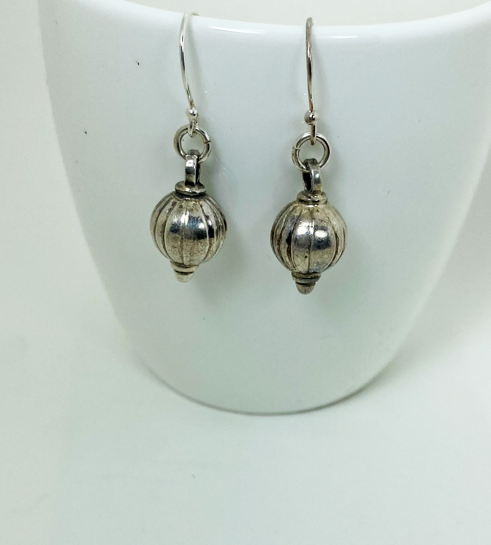 Dangle Textured Ball Earrings, Silver Earrings Sup Silver Sup Silver