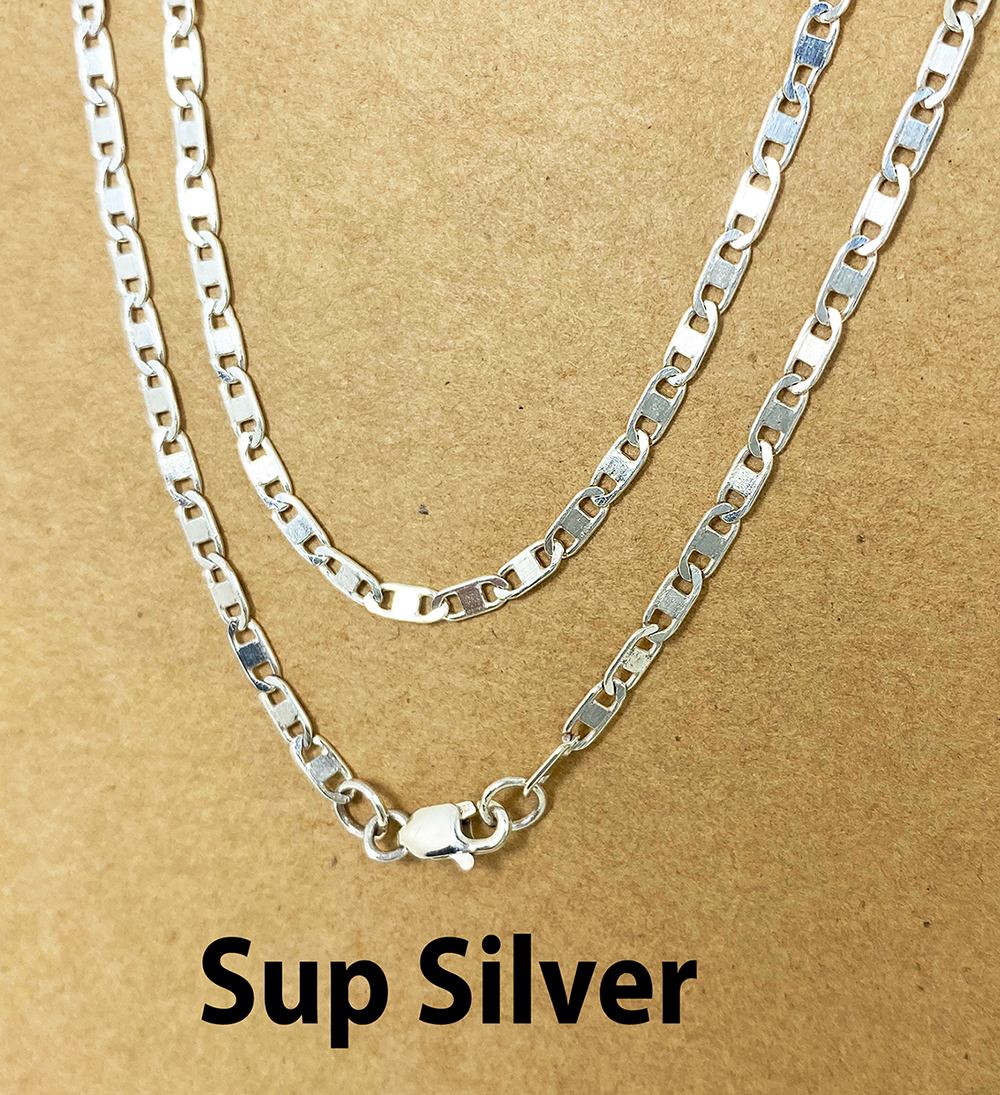 Valentino Link Chain Necklace, 925 Silver Chain Sup Silver Sup Silver